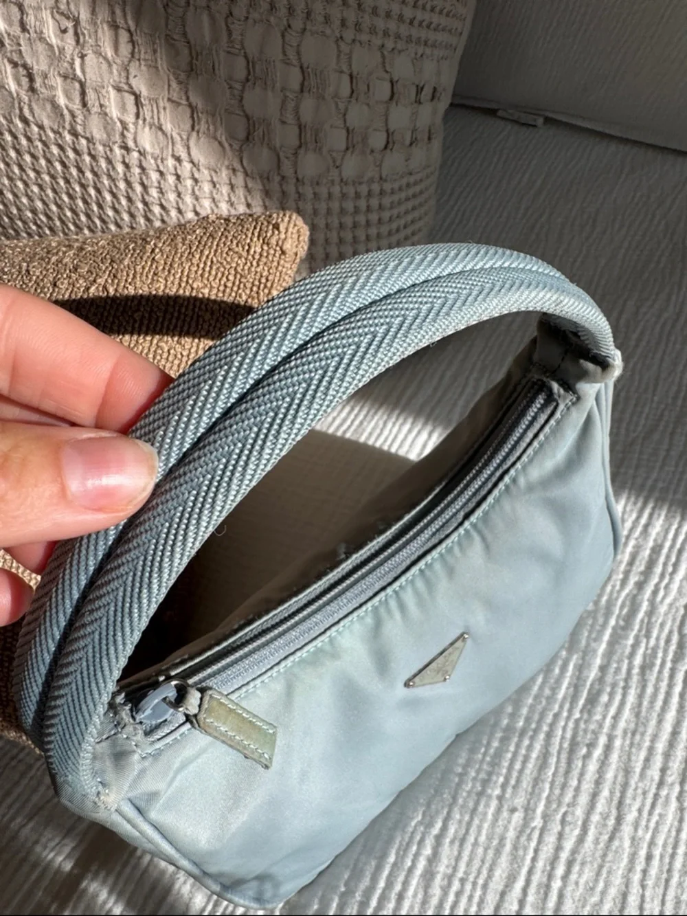 Prada Baby Blue Nylon Mini Shoulder Bag Y2K Authenticated w/ COA - Picture 6 of 11